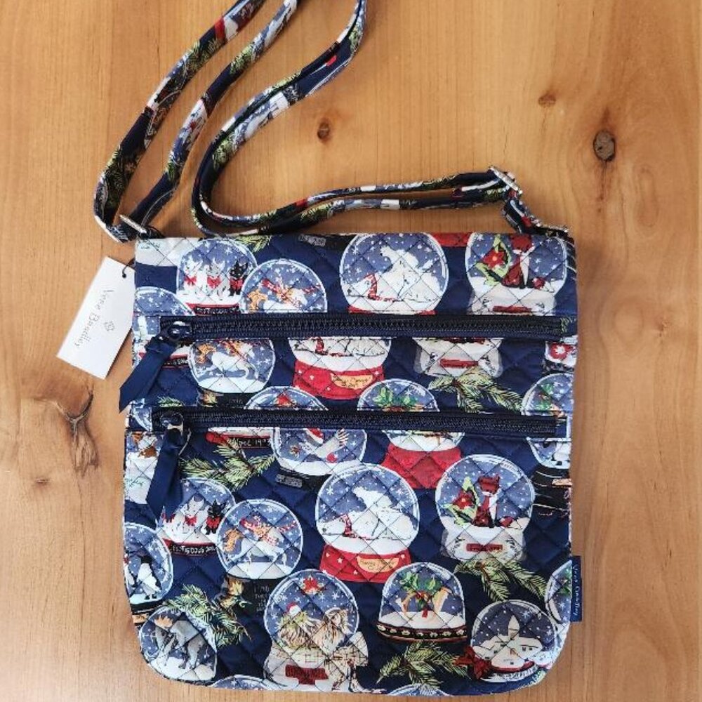 Vera Bradley Triple Zip Hipster Crossbody Bag Snow Globes, NWT